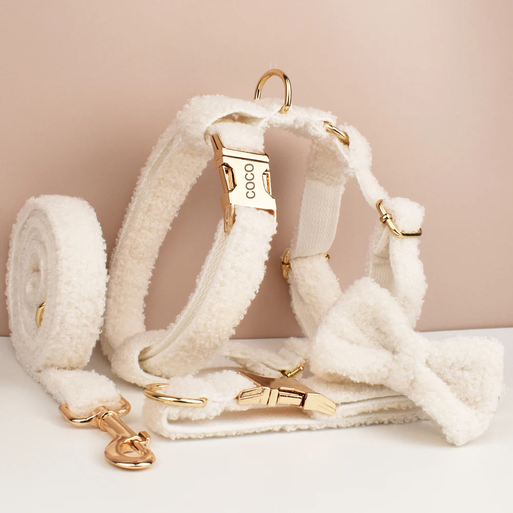 Teddy White Fleece Harness Collection